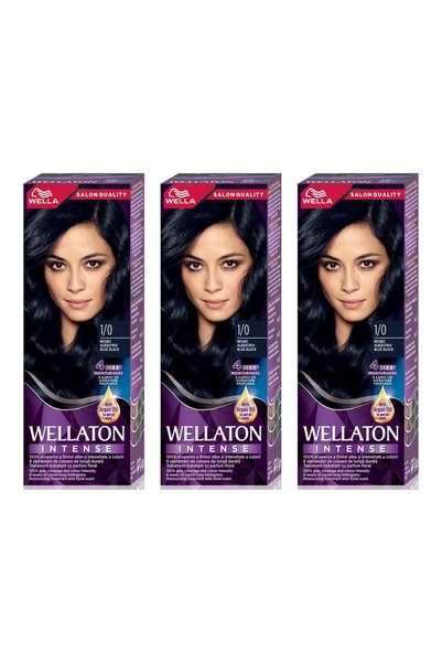 Wella 3x ПАКЕТ Wellaton Перманентна боя за коса Синьо-черна 1/0, 110 мл