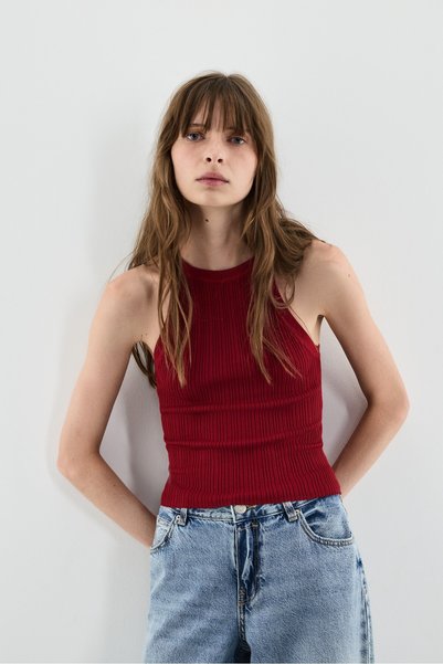 LEFTIES KADIN Fitilli halter yaka top