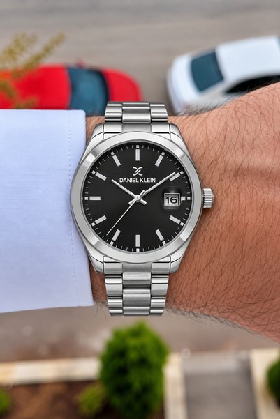 Daniel Klein Erkek Kol Saati 41 mm Siyah Kadran Çelik Kordon Takvimli 3 ATM S...