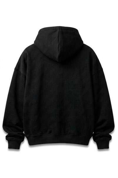 Vantero Black Basic Sweatshirt Unisex Hoodie with Hood