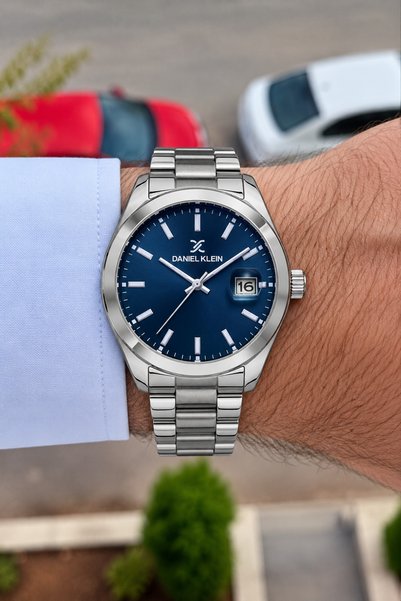Daniel Klein Erkek Kol Saati Takvimli 41 mm Lacivert Kadran Çelik Kordon 3 AT...