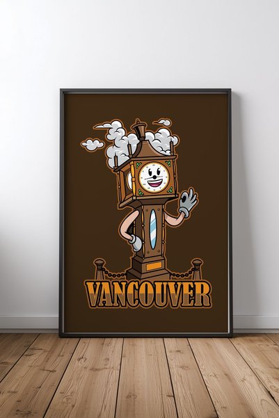 KEYFHOME Vancouver City Icon Badge Μαύρο Πλαίσιο MDF Πίνακας Αφίσα Σαλόνι Δια...