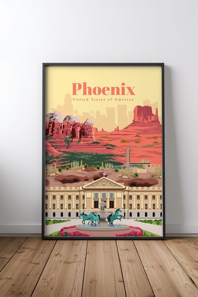 KEYFHOME Ταξίδι στο Phoenix Μαύρο Πλαίσιο MDF Πίνακας Αφίσα Διακόσμηση Τοίχου...