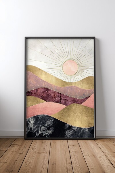 KEYFHOME Blush Sun Μαύρος Πλαισιωμένος Πίνακας MDF Αφίσα Δώρο Διακόσμησης Τοί...