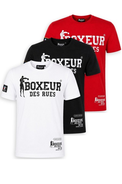 Boxeur Des Rues Pachet de 3 tricouri bărbătești slim-fit: Alb/Negru + Negru/A...
