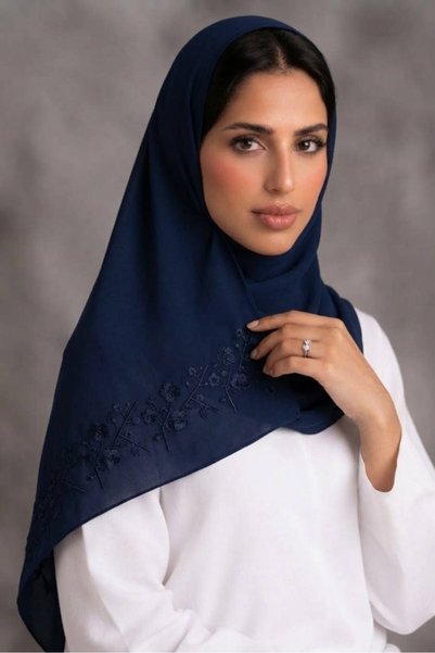 Veil Designer Japanese Fabric Embroidery on Both Sides of the Veil, with Rose...