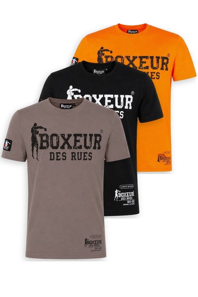Boxeur Des Rues Tricouri bărbătești, pachet de 3, croială slim-fit: Gri taupe...