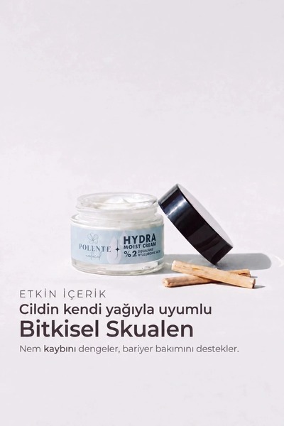 Polente Natural Hydra Moist Cream - Hyalüronik Asit & Skualen İçeren Nemlendirici Krem (50 ml)