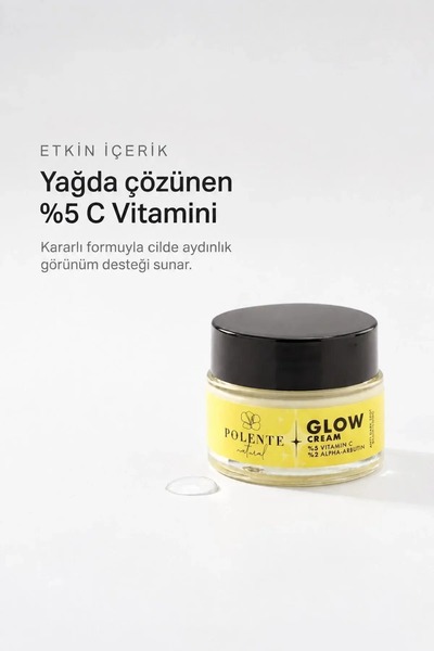 Polente Natural GLOW CREAM - Vitamin C & Arbutin İçeren Aydınlatıcı Leke Kremi (50 ml)