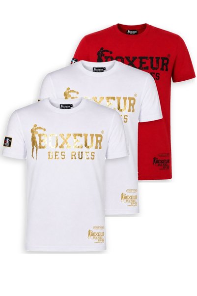 Boxeur Des Rues Мъжки тениски, комплект от 3 броя, втален модел: 2 броя бели ...