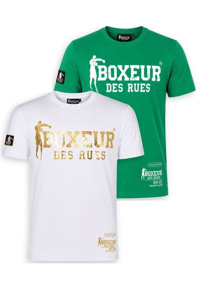Boxeur Des Rues Tricou bărbătesc, pachet de 2, croială slim-fit: Alb cu logo ...