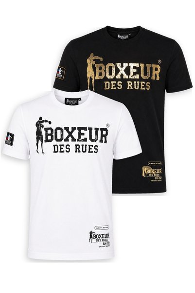 Boxeur Des Rues Мъжки тениски, комплект от 2 броя, втален модел: Бяла с черно...