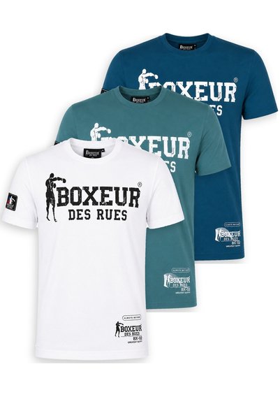 Boxeur Des Rues Tricouri bărbătești, pachet de 3, croială slim-fit: Alb/Negru...