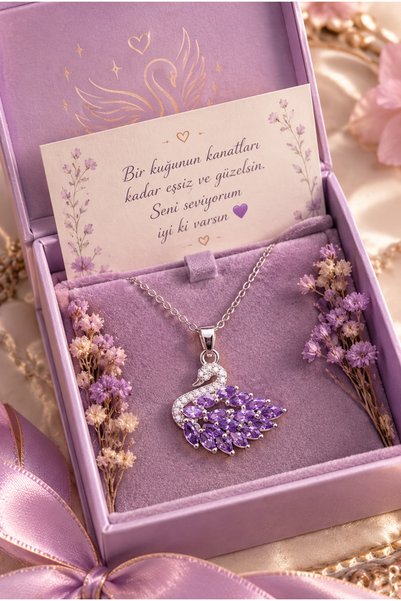 perry accessories kararmaz çelik kuğu kolye swa pembe kuğu kolye çelik kolye