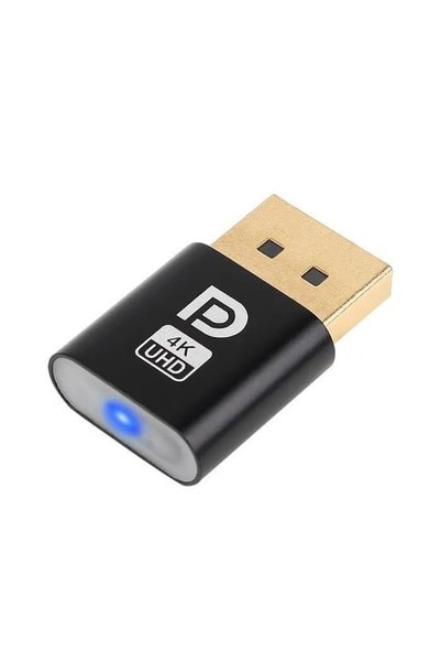 PrimeX Plus PrimeX PX-5261 DisplayPort 4K UHD Display Dummy Plug, Sanal Monitör Adaptörü, Ekran Kartı Emülatörü,