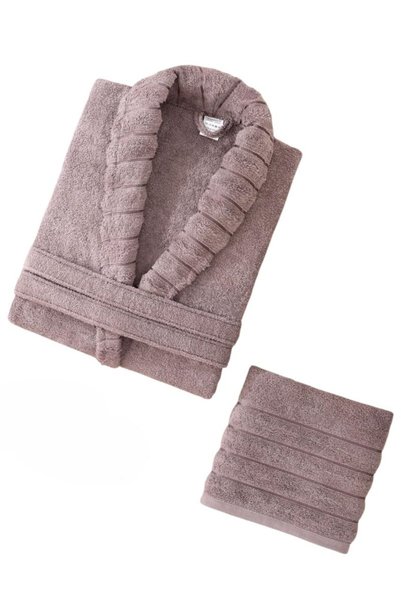 Mira Home Soft Elegance Bathroom Single-Person Bathrobe Set, 100% Cotton, Plu...