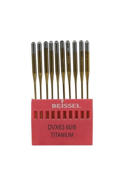 BEİSSEL DVx63 Sanayi Tipi Reçme Makinesi İğnesi 8/60 Numara Altın SES uçlu 10 Adet (1 Paket)