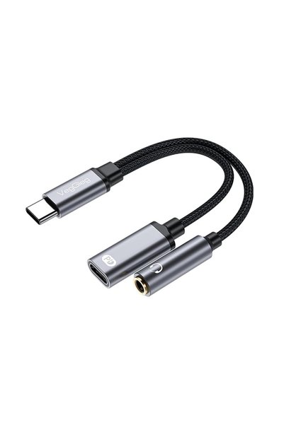 Veggieg Type-C to 3.5mm Kulaklık ve Type-C Şarj Dönüştürücü Adaptör