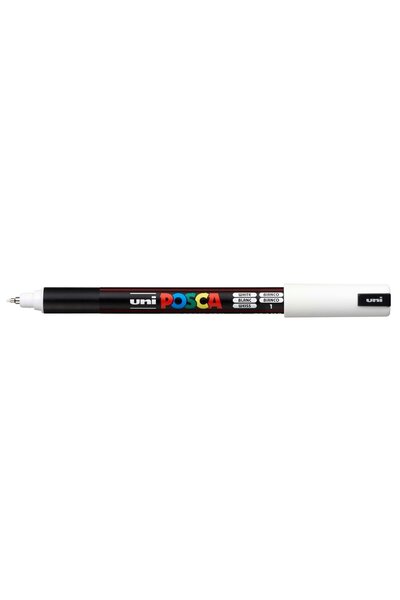 POSCA أقلام تحديد بيضاء PC-1MR رفيعة للغاية بسمك 0.7 مم، يمكنها الكتابة على أ...