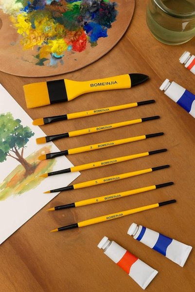 HANNAH Orange paint set artist brush oil watercolor brush set 7 piece