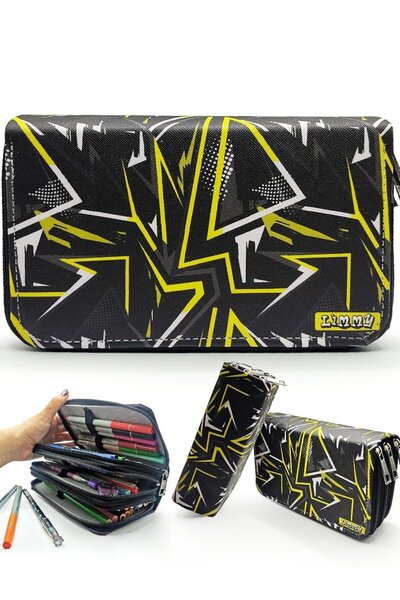Limmy Pencil Case Black Camouflage Geometric Pattern Organizer Pencil Case Ve...