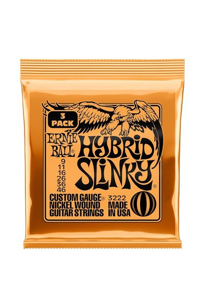 Ernie Ball Hybrid Slinky Nickel Wound Electric Guitar Strings 3 Pack - 9-46 Gauge