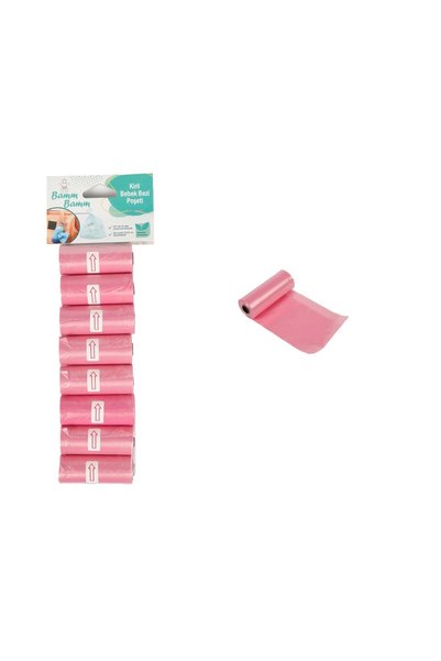 BAMM BAMM Dirty baby diaper bag size pink 8 rolls (120 pieces)