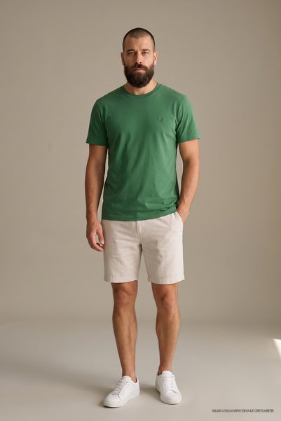 Maccali Ανδρικό μπλουζάκι με κέντημα στο στήθος, casual, φαρδύ, πράσινο