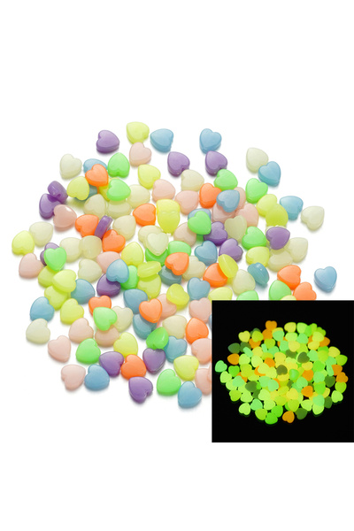Choice11 Love mixed 50Pcs/Lot Luminous Beads Heart/Star Shape Acrylic Spacer ...