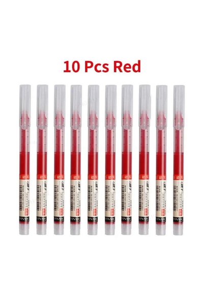 Choice 10pcs Red 10pcs Gel Pens 0.5mm Needle Type Gel Ink Pens Straight Liqui...