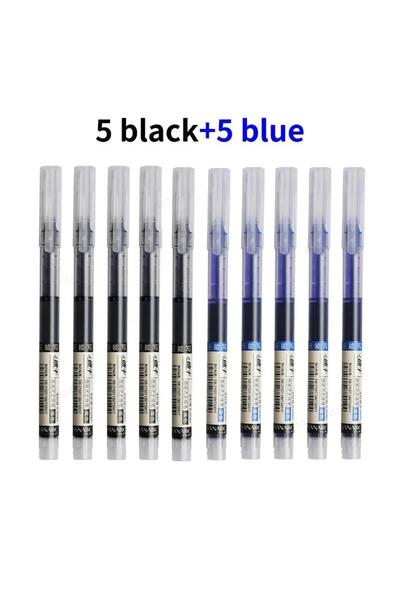 Choice 5 Black 5 Blue 10pcs Gel Pens 0.5mm Needle Type Gel Ink Pens Straight ...