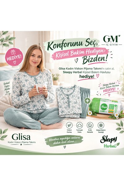 Glisa Women's Viscon Pajama Set Sleepy Herbal Gift Set!! !