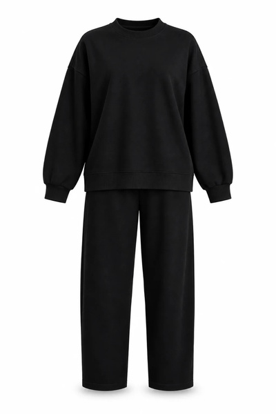 5in1Canpolat Black Crew Neck Sweatpants Set 10179