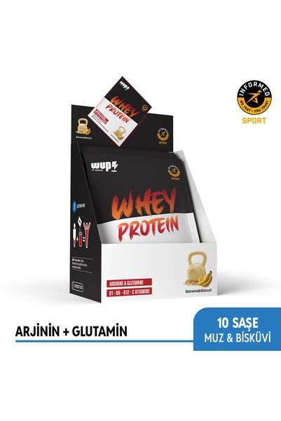 Water Up WUP Whey Protein, B1-B6-B12-C, Arjinin, Glutamin, Muz ve Bisküvi, 10...