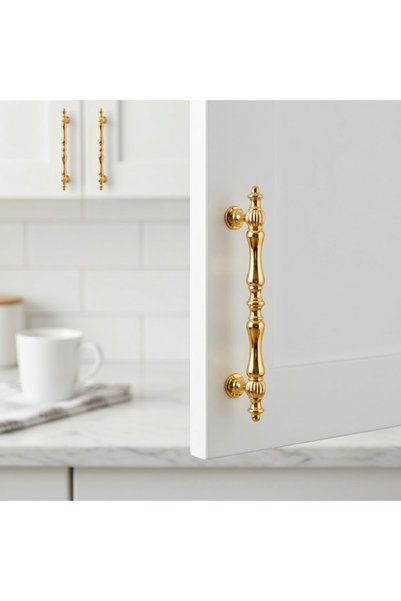 Yc Dekor Crescent Gold 96 mm Λαβή Luxury Country Έπιπλα Κουζίνας Ντουλάπα Συρ...