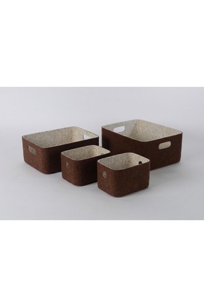 KOÇTAŞ Kahverengi-Bej Keçe Set -4 parça