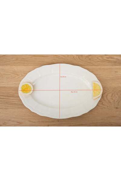 Kare Home 🍋 Mediterranean Breeze Lemon Porcelain 30 cm Oval Serving Plate I Decorative Presentation Plate