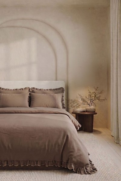 JOJOMIA Nina Double Duvet Cover Set 200X220 cm Earth (6 Pieces) – Embroidered...