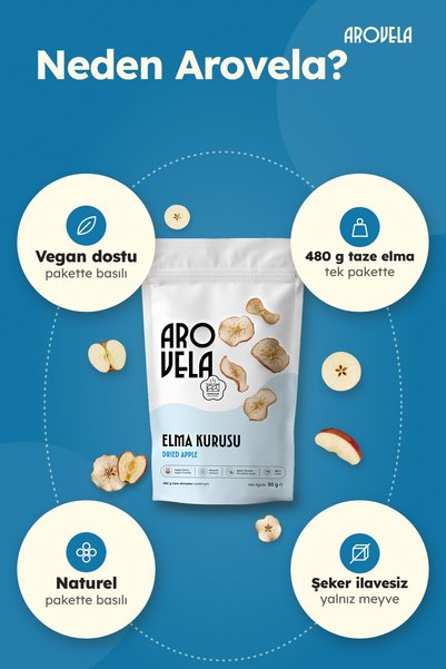 Arovela Geothermal Dried Apple 50 g - Sliced Apple Chips