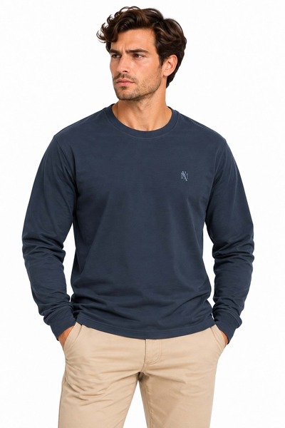 Mavi M0620152-70057 Mühür Logo Nakış Detaylı Tişört Erkek T-Shirt LACİVERT
