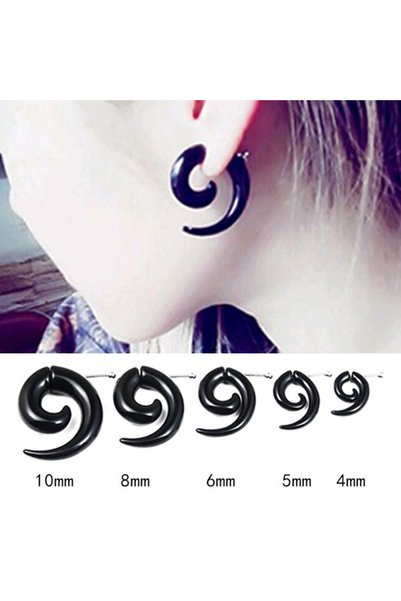 Choice 6mm Black Fashion Black Horn Earrings For Women Hip-hop Acrylic Ear St...