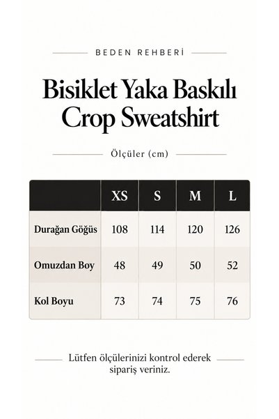 Kallisto Koyu Gri Bisiklet Yaka Baskılı Crop Sweatshirt