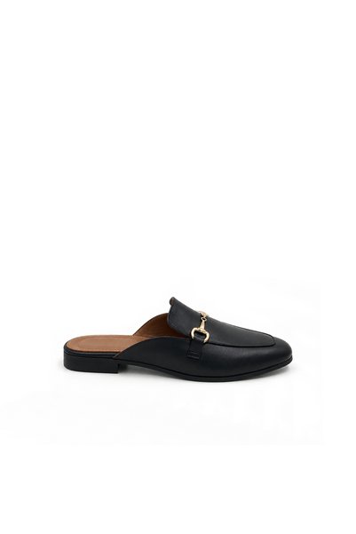 Folle Black Leather Loafer Slippers
