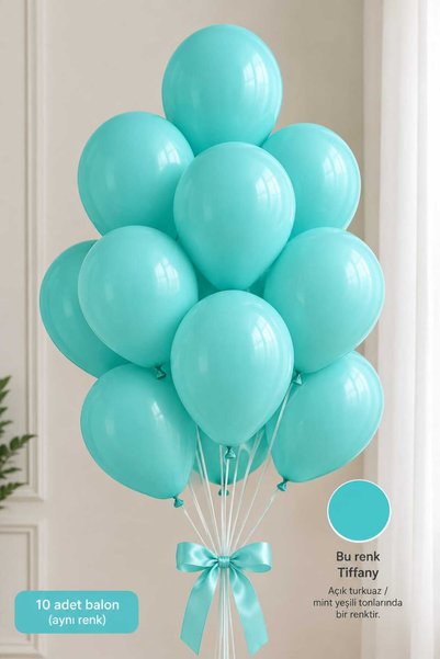 Partixa Latex Balloon Set of 10 - Light Blue Turquoise/Mint Green Mix