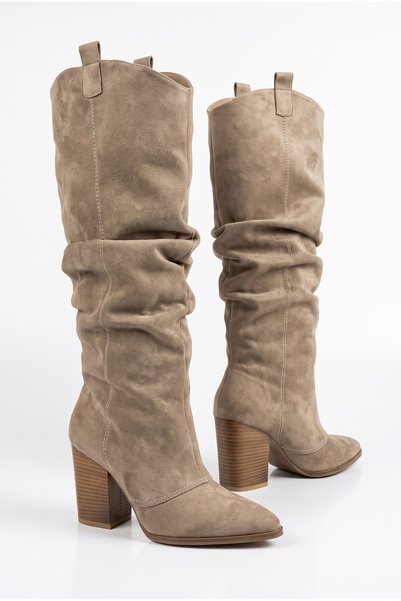 guijarro Women's Mink Pull-On Easy-To-Wear Thick Heeled Western Boots