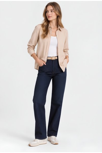 Vellagio Kadın Taş Slim Fit Uzun Kollu Pamuklu Gömlek