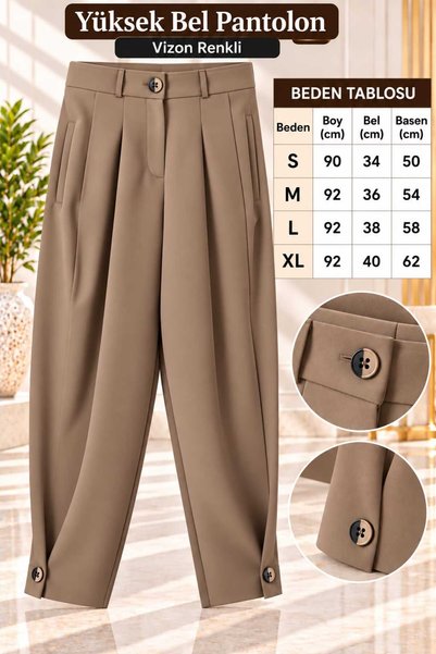 Puane Pantaloni de damă Pantaloni din material textil Zaramodel cu tiv plisat...