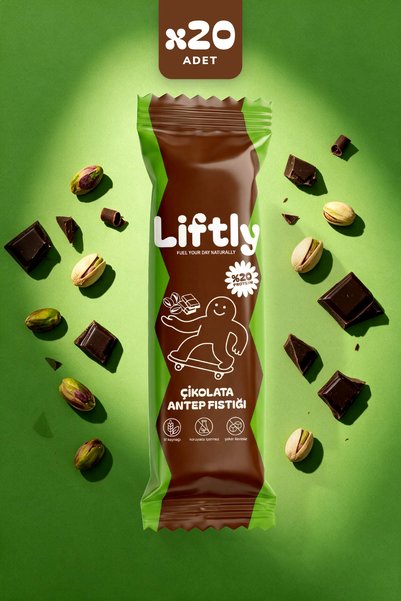 LİFTLY Antep Fıstıklı Çikolatalı Protein Bar 40g x 20 adet