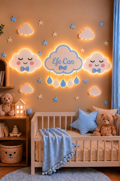 Moonly Concept İsimli Bulut Çocuk Odası Gece Lambası | Kişiye Özel Dekoratif ...