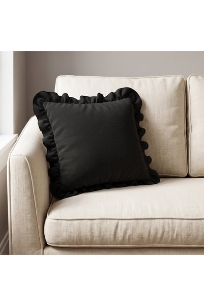 Bc Home Black Country Ruffled Square Throw Pillow Cover Soft Textured, Bohemi...